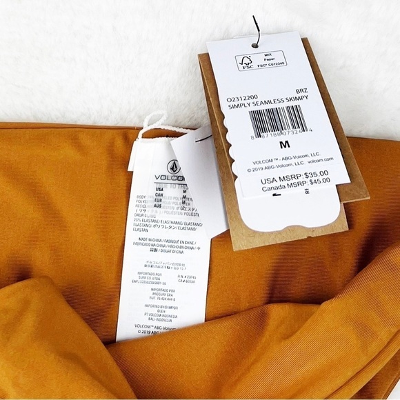 NWT Volcom Simply Seamless Skimpy Bikini Bottoms in Bronze - Picture 6 of 7